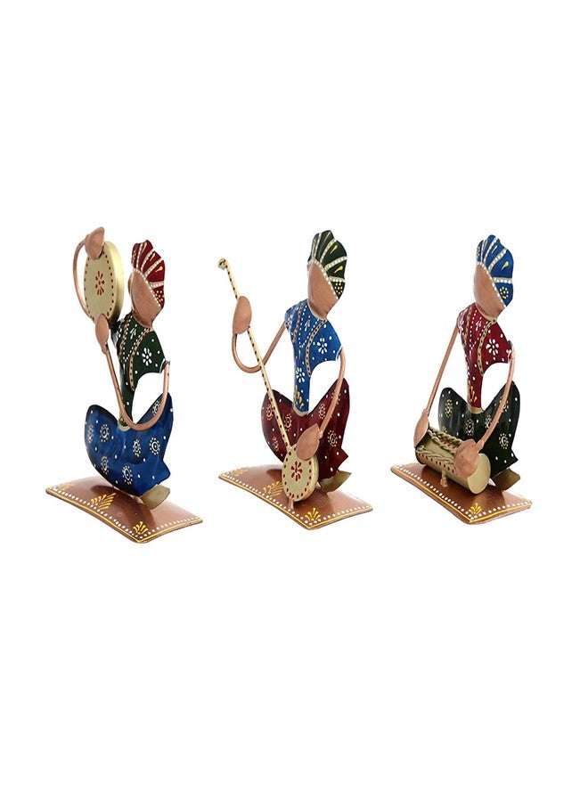 GUNENDRA Crafts Metal Rajasthani Musicians Item showpiece 4 x 6 Multicolour, 3 Pieces - Image 2